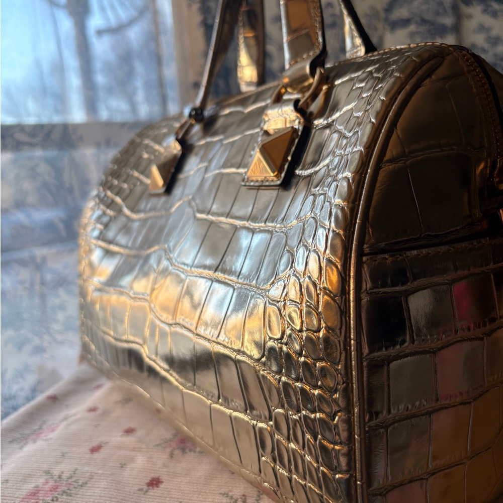 Michael Kors Metallic Gold Embossed Satchel - Picture 7 of 13